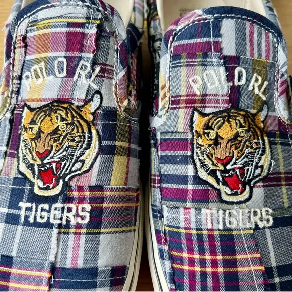 Polo Ralph Lauren Tigers Keaton Slip On Tiger Plaid Patchwork Mens Shoes