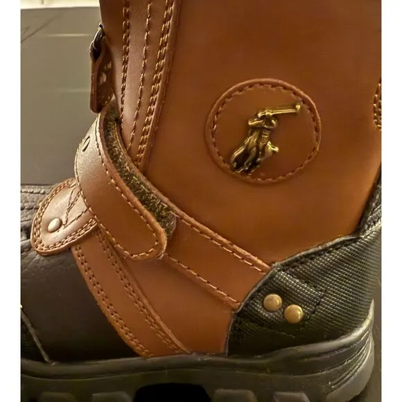 Polo Ralph Lauren Zip-Up Rain Snow Boots Toddler Boy 8 Conquered Hi Faux Leather