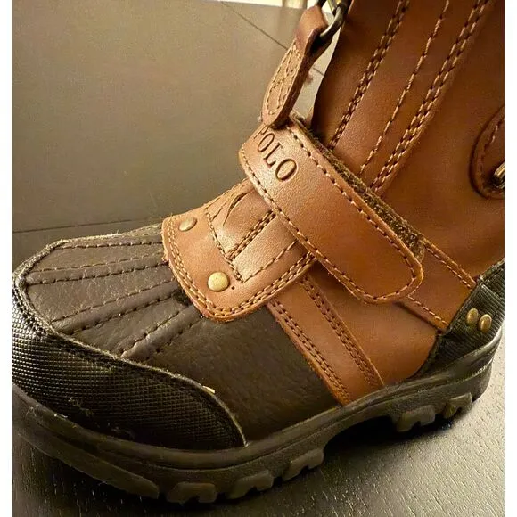 Polo Ralph Lauren Zip-Up Rain Snow Boots Toddler Boy 8 Conquered Hi Faux Leather