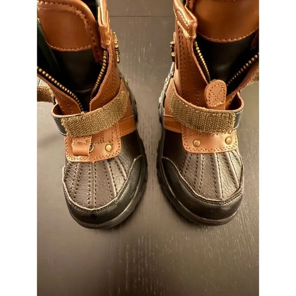 Polo Ralph Lauren Zip-Up Rain Snow Boots Toddler Boy 8 Conquered Hi Faux Leather