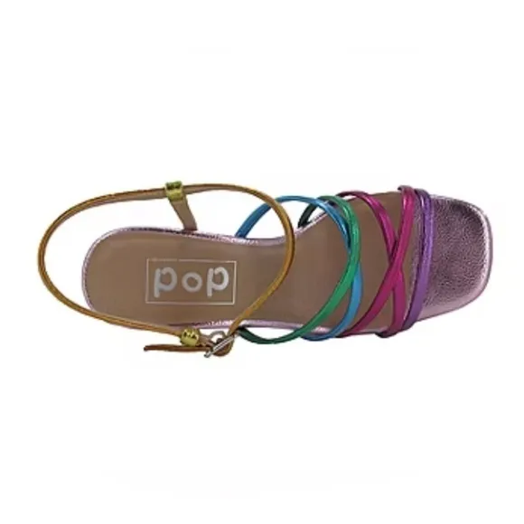 Pop Womens Fuschia Multi Kallie Heeled  Sandals