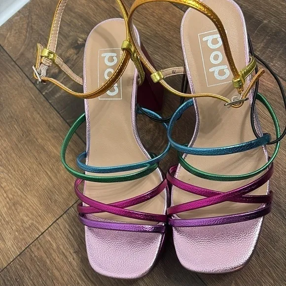 Pop Womens Fuschia Multi Kallie Heeled  Sandals