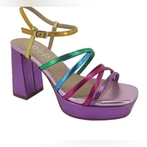 Pop Womens Fuschia Multi Kallie Heeled  Sandals