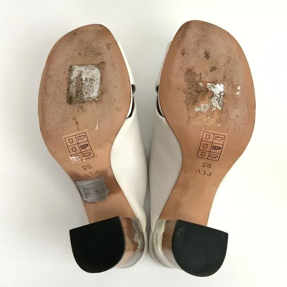 Pour La Victoire Sandals Women Size 9.5M White All Leather Block Heel Open-toe
