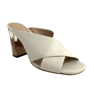Pour La Victoire Sandals Women Size 9.5M White All Leather Block Heel Open-toe