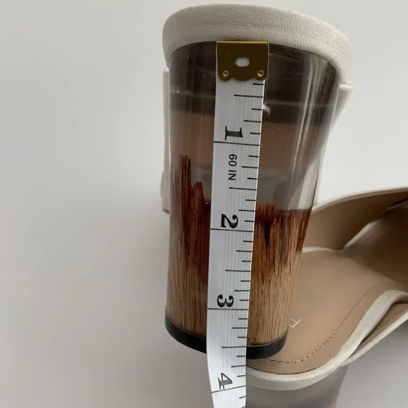 Pour La Victoire Sandals Women Size 9.5M White All Leather Block Heel Open-toe