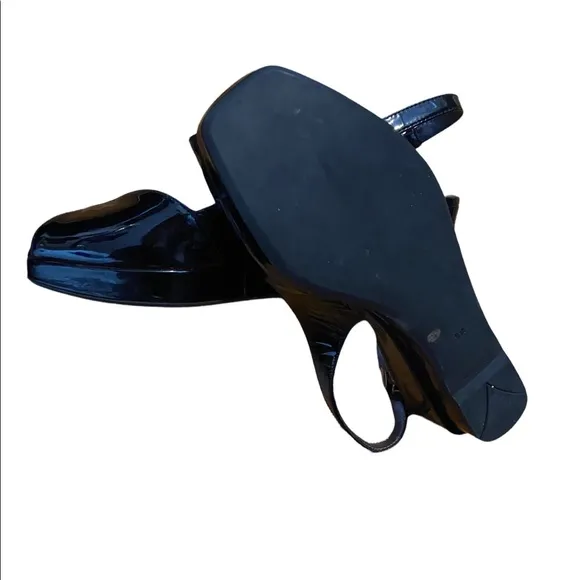 Prada Black Patent Leather Peep Toe Sling Back Size 36.5 Sandals.