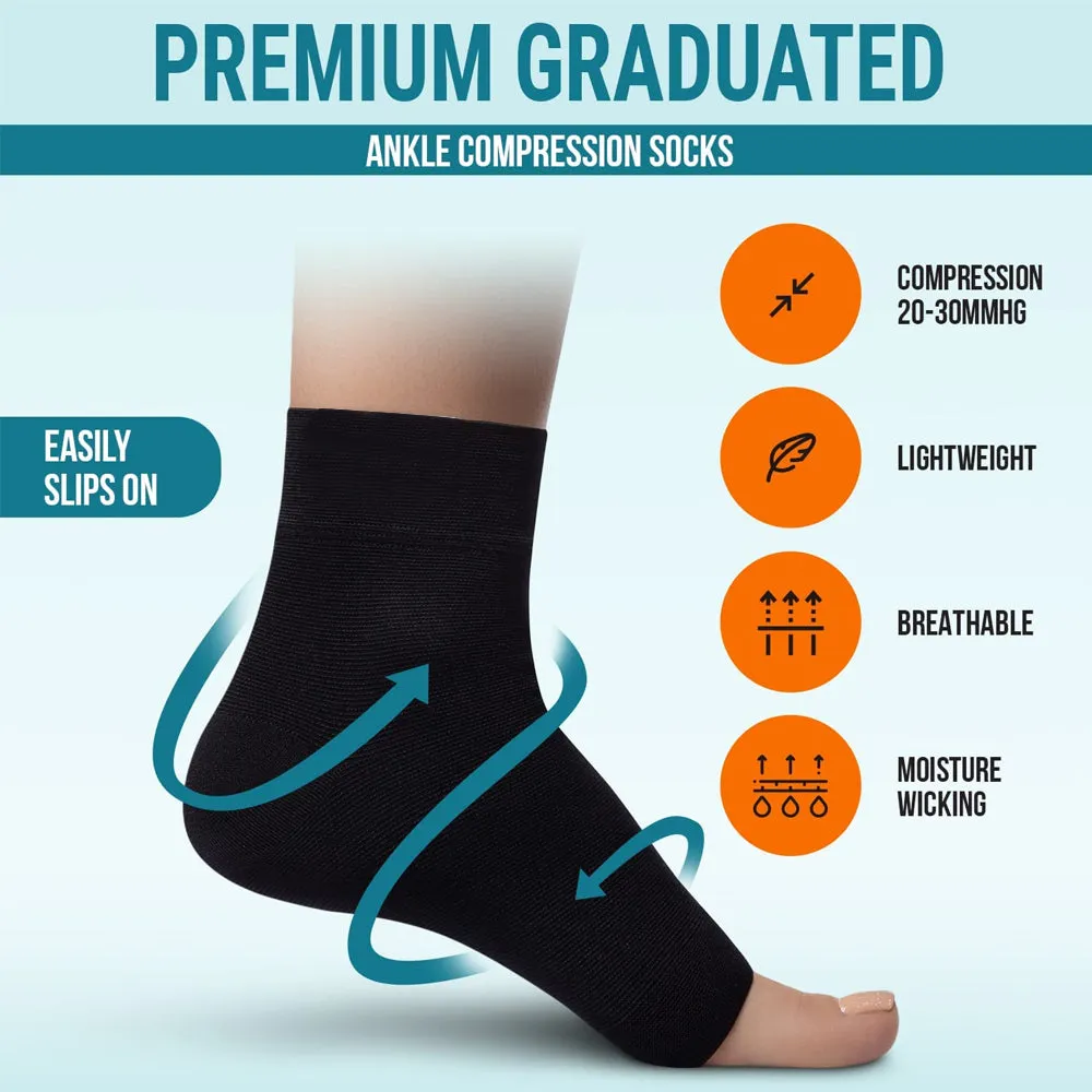Premium Compression Socks for Neuropathy & Ankle Support – 1 Pair Nano Ankle Brace Sleeve, Pain Relief for Swelling, Plantar Fasciitis, Tendonitis, Sports Recovery, Breathable, Non-Slip for Men & Women