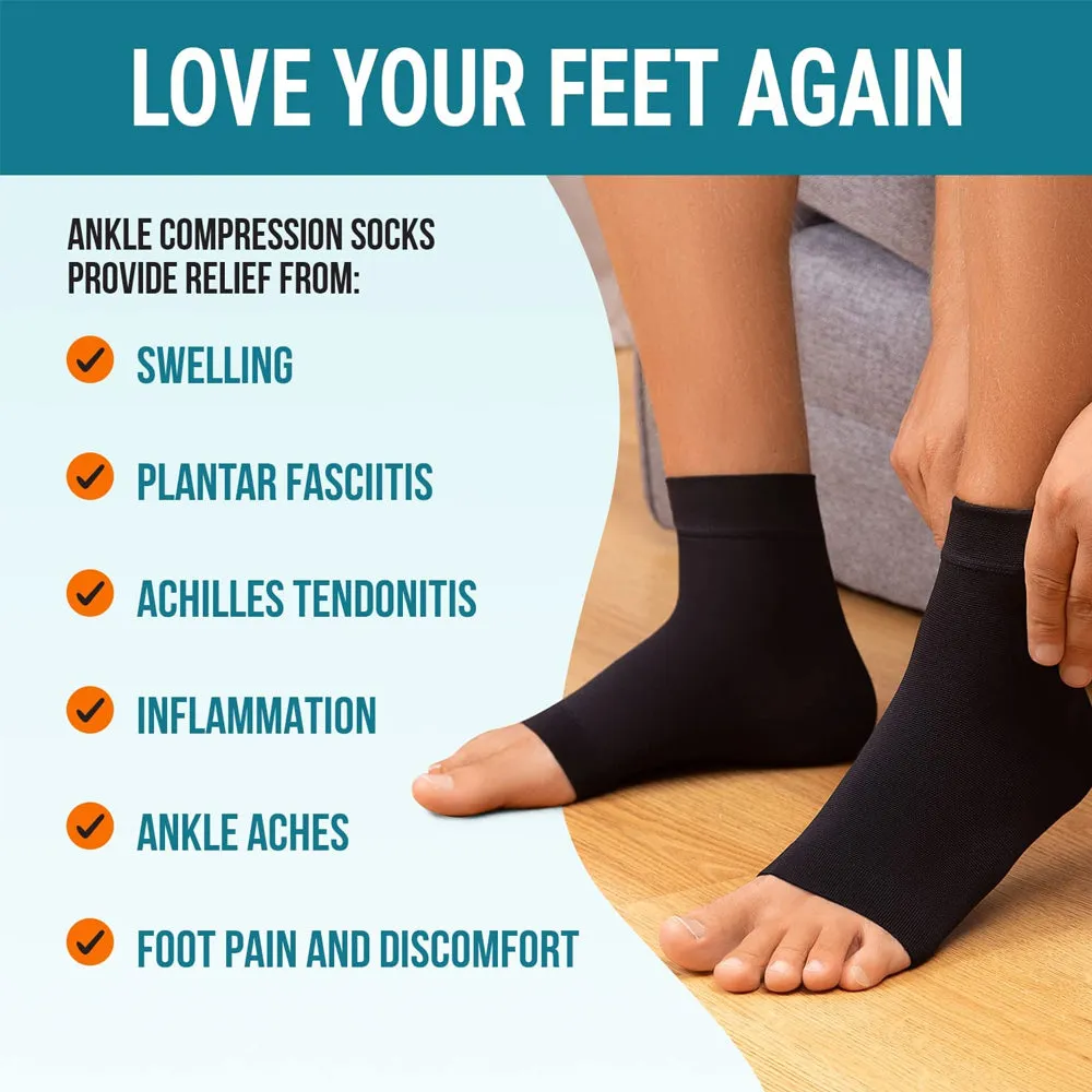 Premium Compression Socks for Neuropathy & Ankle Support – 1 Pair Nano Ankle Brace Sleeve, Pain Relief for Swelling, Plantar Fasciitis, Tendonitis, Sports Recovery, Breathable, Non-Slip for Men & Women