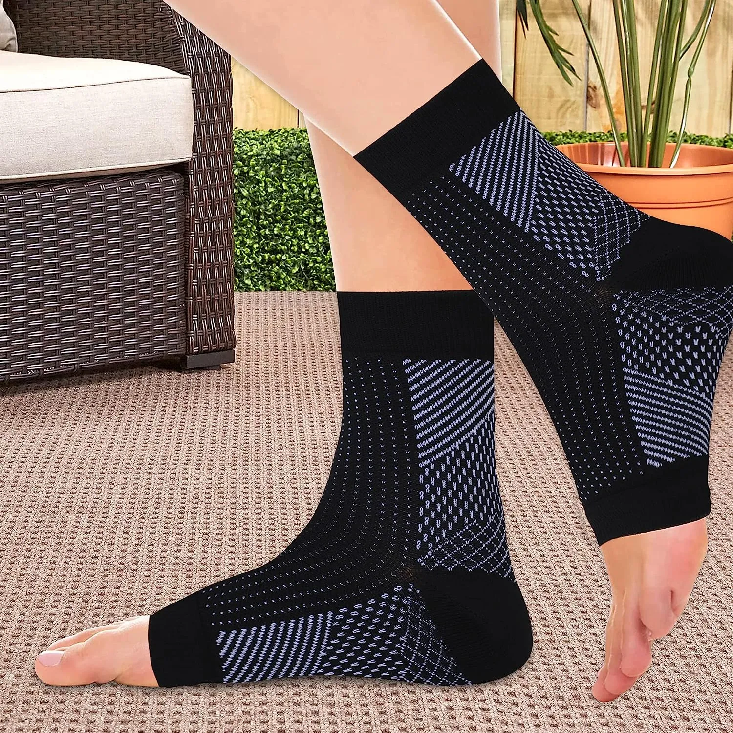 Premium Compression Socks for Neuropathy & Ankle Support – 1 Pair Nano Ankle Brace Sleeve, Pain Relief for Swelling, Plantar Fasciitis, Tendonitis, Sports Recovery, Breathable, Non-Slip for Men & Women