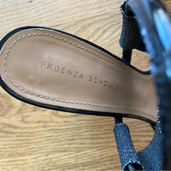 Proenza Schouler Black White Open Toe Wedge Sandal size 8.5