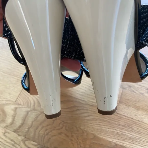 Proenza Schouler Black White Open Toe Wedge Sandal size 8.5