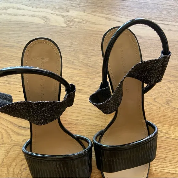 Proenza Schouler Black White Open Toe Wedge Sandal size 8.5