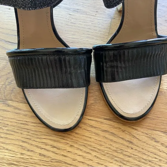 Proenza Schouler Black White Open Toe Wedge Sandal size 8.5