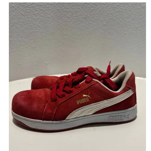 PUMA $99 Iconic Suede Low ASTM EH Red Suede Composite Toe Women's Size 6.5