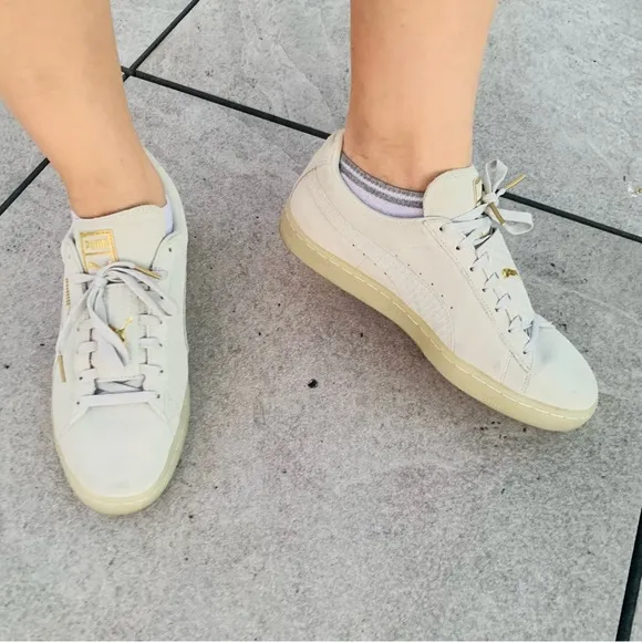 Puma Artistic Leather Used Women’s Tennis Shoes Vintage