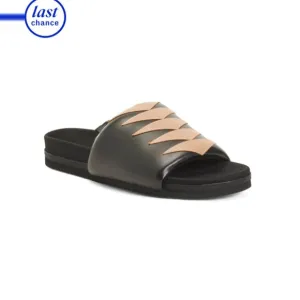 R0AM Black/beige Arrow Slider Sandals