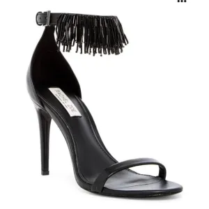 Rachel Zoe Emina Fringe Stiletto Heeled Sandals in Black Size 8