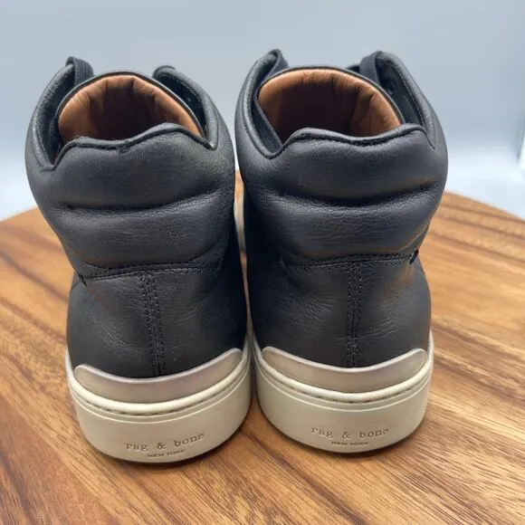Rag &amp; Bone Kent Shoes Womens Size 11 / 41 Black Leather High Top Comfort Sneaker