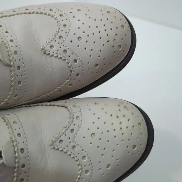 Rag &amp; Bone Meli Brogue Slip-On Off White Cream Oxford Platform $350 Sz 37 6.5