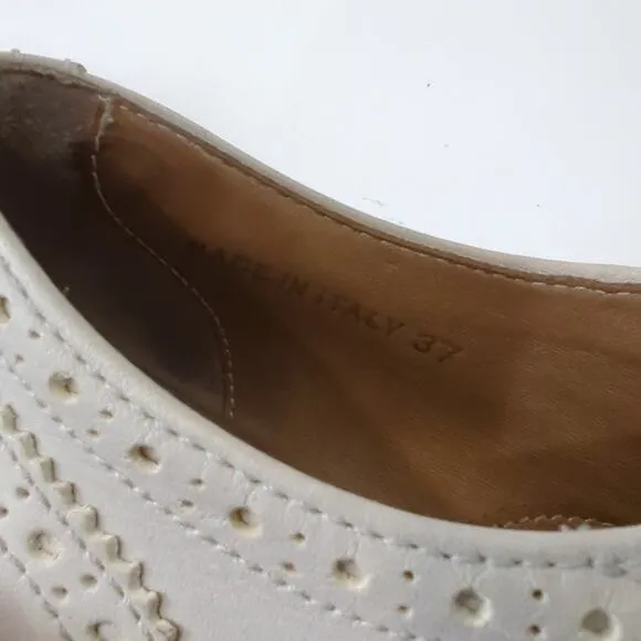 Rag &amp; Bone Meli Brogue Slip-On Off White Cream Oxford Platform $350 Sz 37 6.5