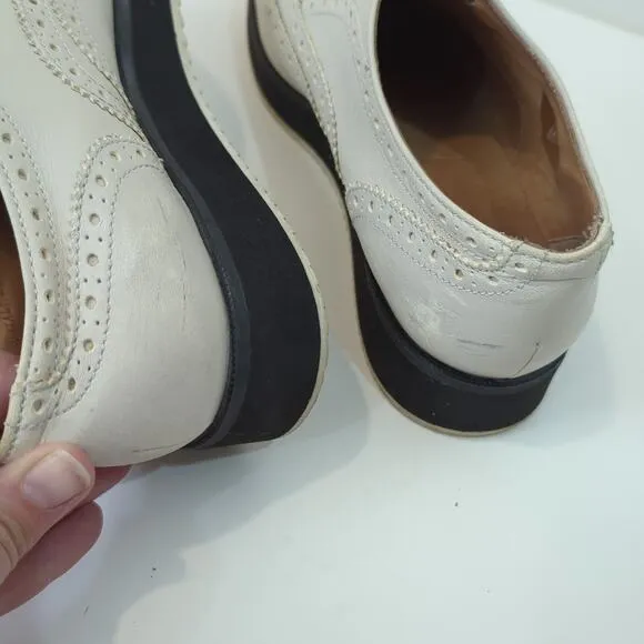 Rag &amp; Bone Meli Brogue Slip-On Off White Cream Oxford Platform $350 Sz 37 6.5