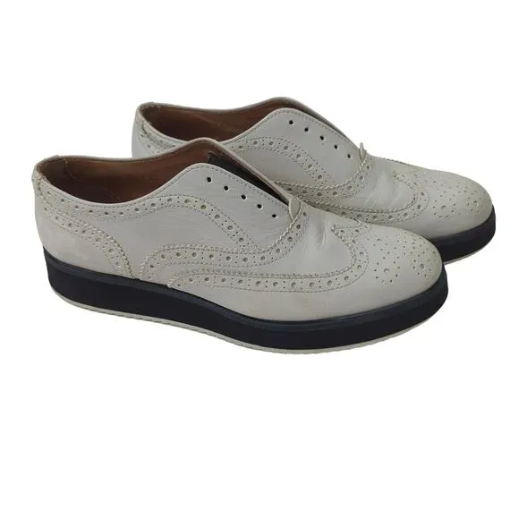 Rag &amp; Bone Meli Brogue Slip-On Off White Cream Oxford Platform $350 Sz 37 6.5