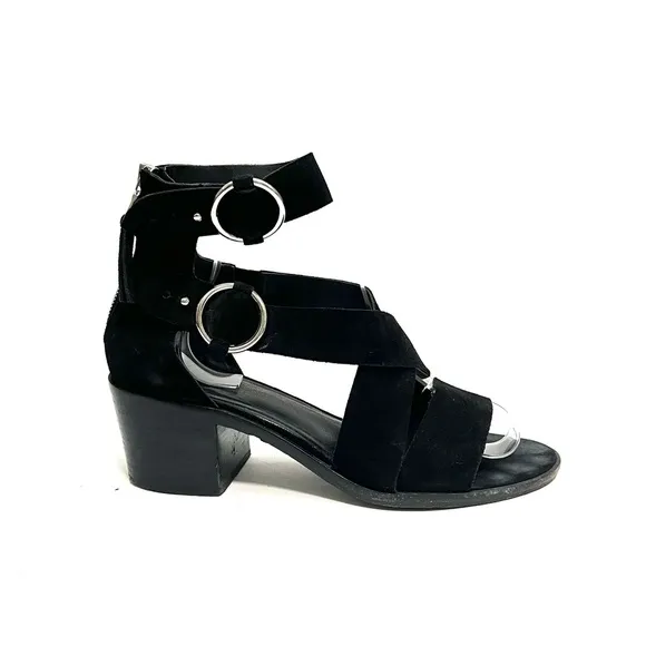 RAG &amp; BONE | Vintage Y2K harness accent Mari black suede gladiator sandals