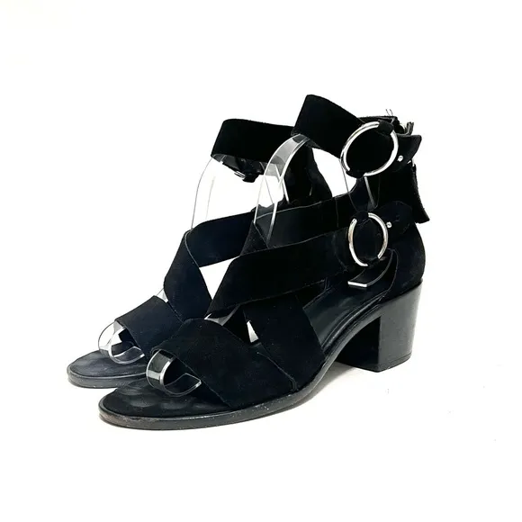 RAG &amp; BONE | Vintage Y2K harness accent Mari black suede gladiator sandals
