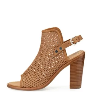Rag &amp; Bone Wyatt Perforated Tan Leather Sandals Made In Italy