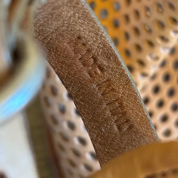 Rag &amp; Bone Wyatt Perforated Tan Leather Sandals Made In Italy