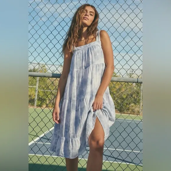 Rails Amaya Dress cascade tie dye blue/white M