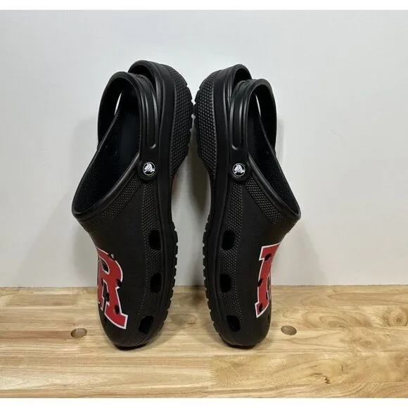 Rare Crocs Classic Clog Rutgers NCAA Men’s Size 13 Slip-on Shoes Black Red