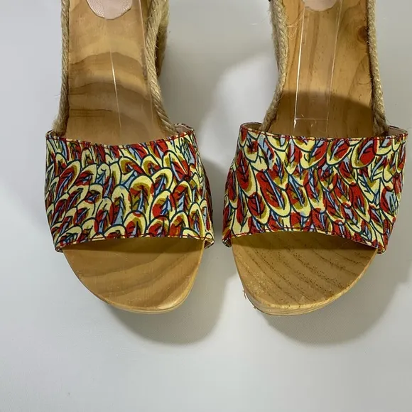 RAS Women’s Floral Design Wedge Espadrille Open Toe Sandals Ankle Strap Size 39