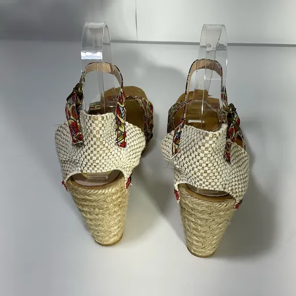RAS Women’s Floral Design Wedge Espadrille Open Toe Sandals Ankle Strap Size 39