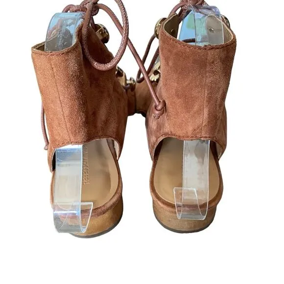 Rebecca Minkoff Kyla Ghillie Brown Suede Sandals Lace Up size 9