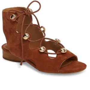 Rebecca Minkoff Kyla Ghillie Brown Suede Sandals Lace Up size 9