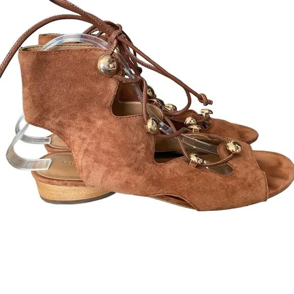 Rebecca Minkoff Kyla Ghillie Brown Suede Sandals Lace Up size 9