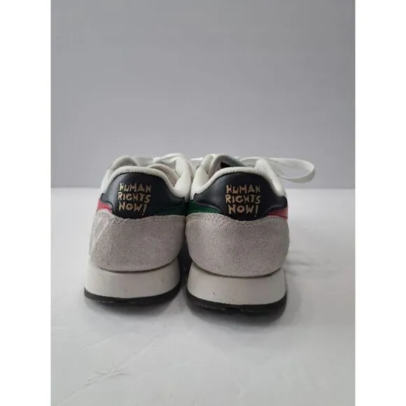 Reebok‎ Men's Size 4.5 Classic Leather Human Rights Now! Grey Red Athletic Shoes