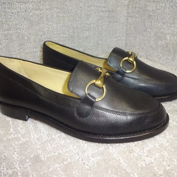 Regina Romero Judy Women’s Size 7.5 Black Leather Luxurious Slip-On Loafer Shoes
