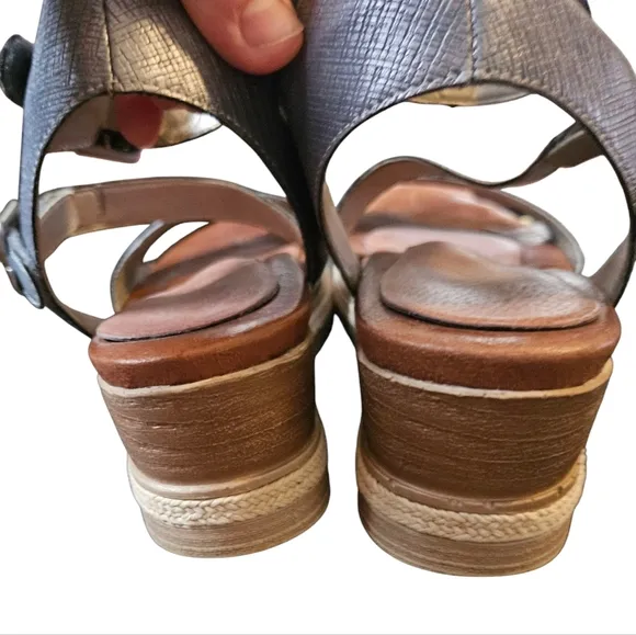 Remonte Soft Icess Womens Sandals Denim Shimmer Silver Leather Strappy Size 8