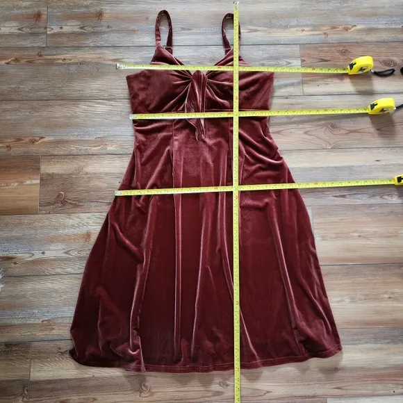 REVELRY Drew Terracotta Velvet Bridesmaid Dress Size 16 Midi Length Sleeveless