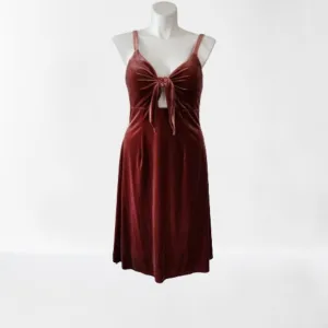 REVELRY Drew Terracotta Velvet Bridesmaid Dress Size 16 Midi Length Sleeveless