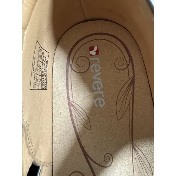 Revere Leather Closed Heel Sandals Geneva Metallic New Size 40/9.5 Orthotic
