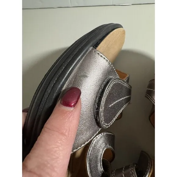 Revere Leather Closed Heel Sandals Geneva Metallic New Size 40/9.5 Orthotic