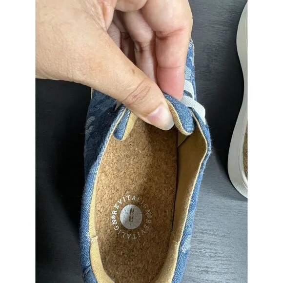 Revitalign 8 ‎ Orthotic Slip-On Blue Floral Sneaker Casual Shoes