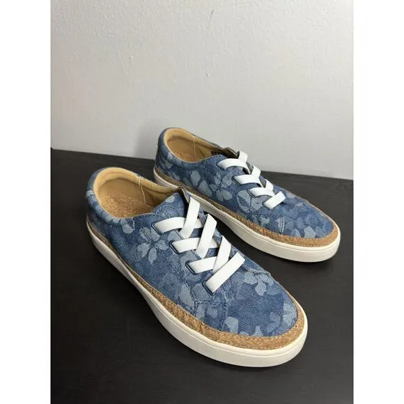 Revitalign 8 ‎ Orthotic Slip-On Blue Floral Sneaker Casual Shoes