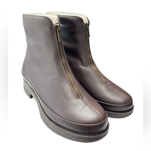Revitalign Orthotic Leather Zip Front Ankle Boots Mercer Sz 9 Bootie All Weather