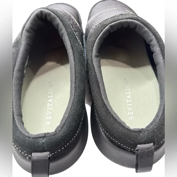Revitalign Orthotic Quilted Black Nylon Basin Mules Clogs Womens Size 9
