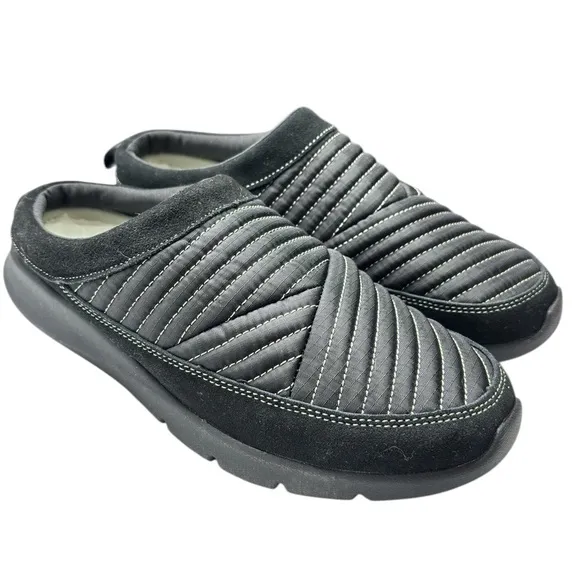 Revitalign Orthotic Quilted Black Nylon Basin Mules Clogs Womens Size 9